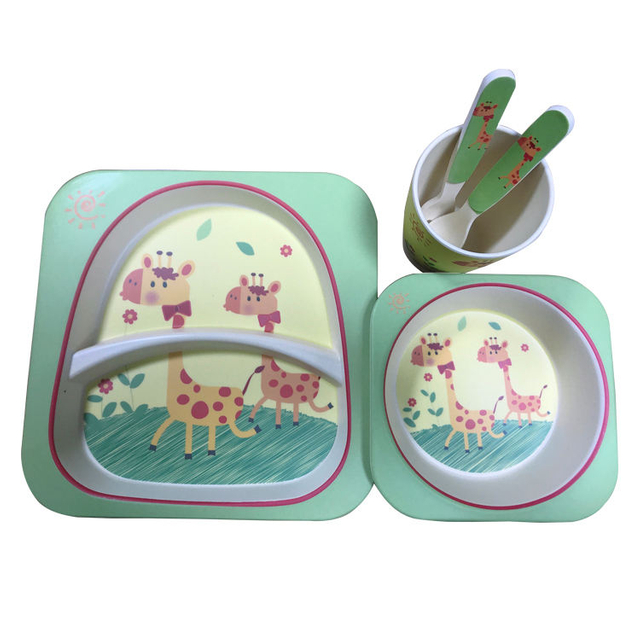 Printing Cartoon Decal Printing Accept Customized Bamboo Fiber Dinnerware Set