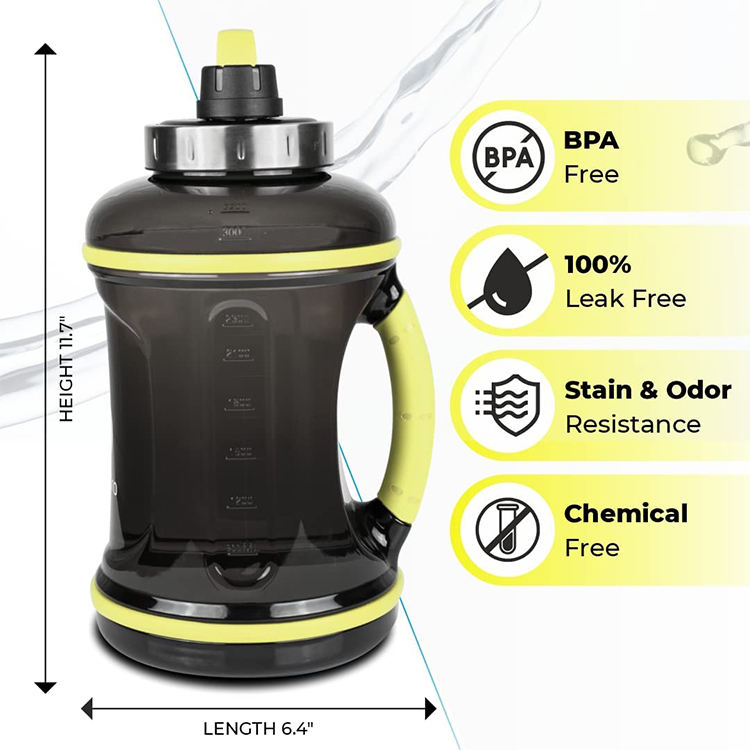 Tritan BPA-Free Water Jug 2.2L Motivational Plastic Gallon Water Bottle With Straw for Fitness Gym Sports