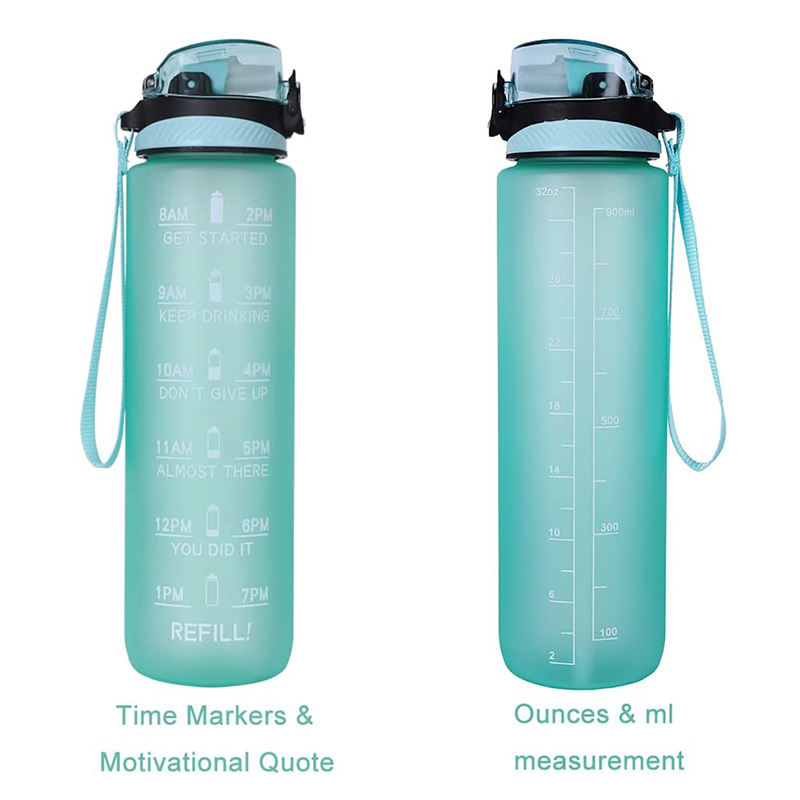 1L Motivational Water Bottle with Time Marker & Straw Leakproof Tritan BPA Free Plastic Water Bottle