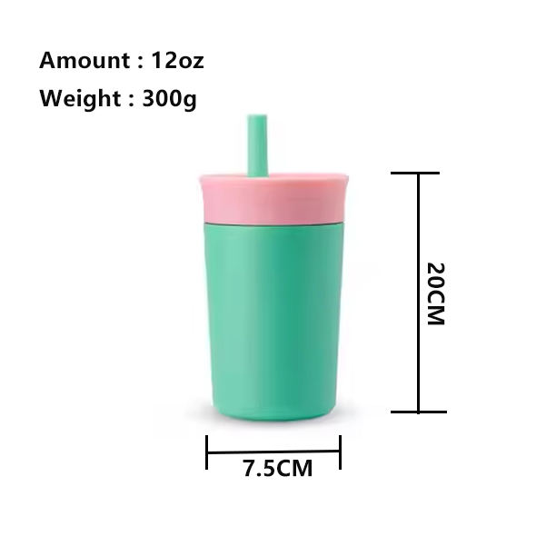 Customized Custom Logo Double Wall Colorful Stainless Steel Tumbler Cup 12 Oz With Straw