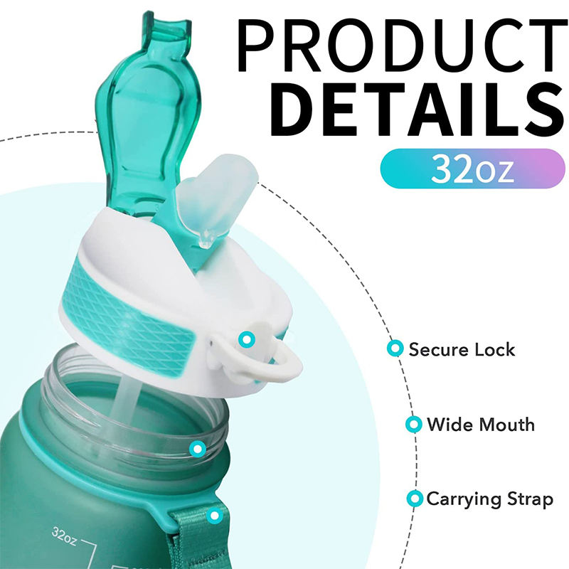 1 Liter BPA Free Gradient Plastic Water Bottle 32oz Motivational Time Marker Water Bottle With Custom Logo
