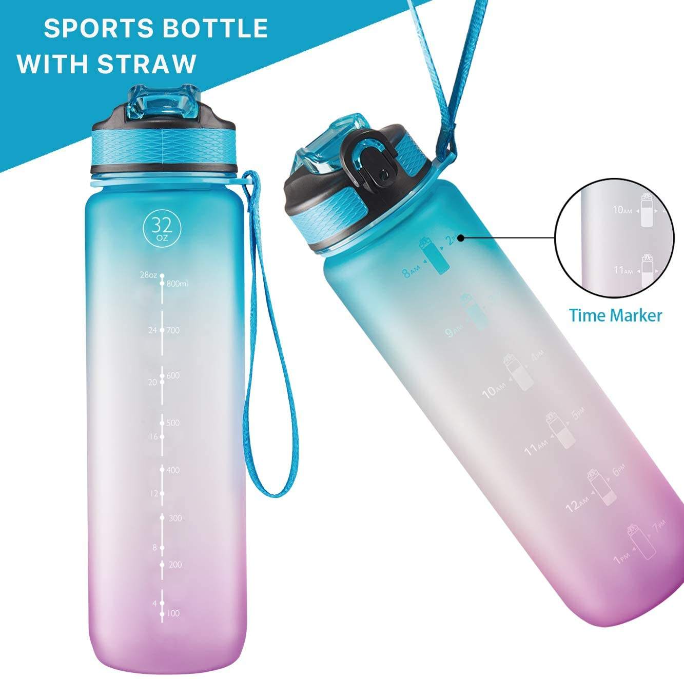 Custom logo and Color BPA-Free Big 32 oz Plastic Sport Water Bottle