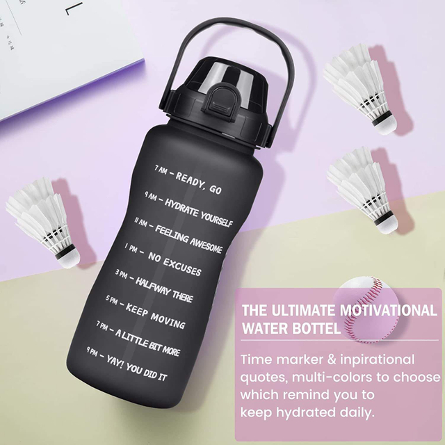 1 Gallon/half Gallon/2l Liter/64 oz Bpa Free Tritan Bottle Fitness Gym Sports Plastic Motivational Water Bottle With Time Marker
