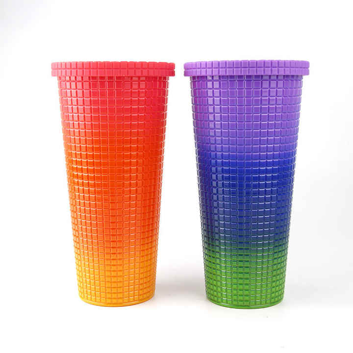 700ml High Appearance Level Color Wholesale Custom Portable Party Practical Plastic Water Cup With Straw