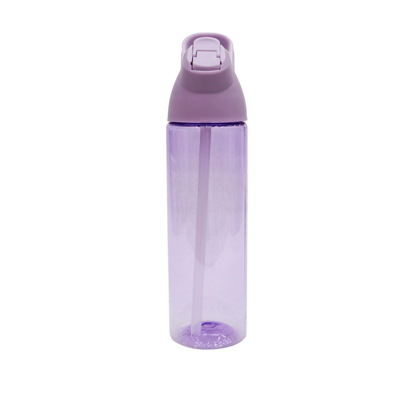 700Ml Colorful Clear Transparent Portable Transparent Plastic Water Bottle With Straw Handle