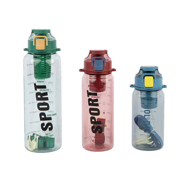 700ML Plastic Outdoor Gym Frosted Tritan Sports Water Bottle With One-Button Flip Lid and Tea Refuser