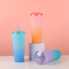 High Quality Customized 700Ml Nice Colorful Wide Mouth Plastic Tumbler Tumblers With Lids Straw