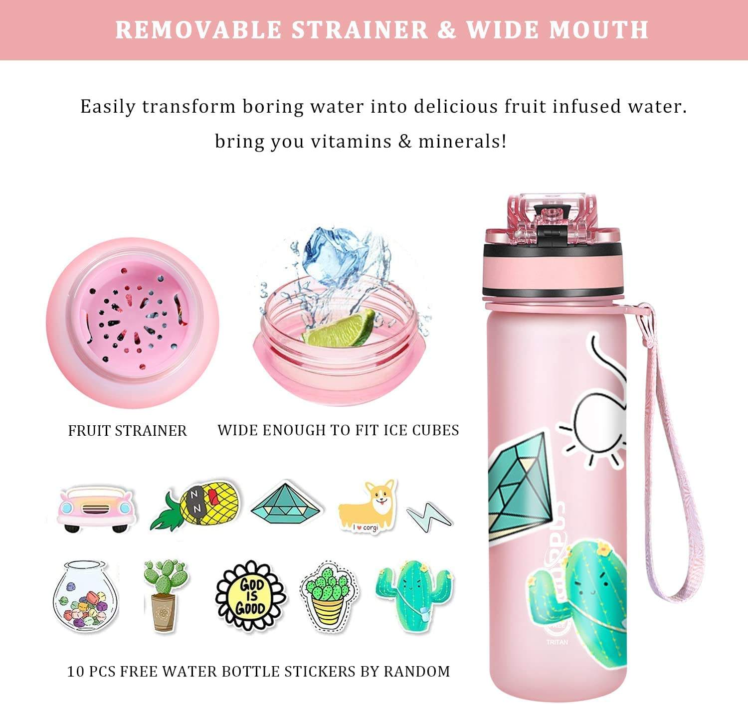 Sport Children Water Bottle with Two Lids Chug & Straw BPA Free Tritan Reusable Drinking Bottles for Kids