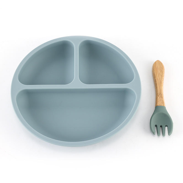 Unbreakable Tableware Non Slip Toddler Feeding Silicone Divided Kid Plate
