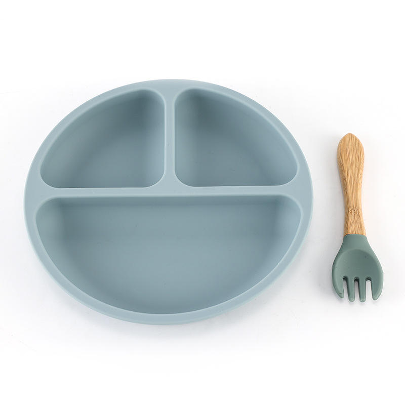 Unbreakable Tableware Non Slip Toddler Feeding Silicone Divided Kid Plate