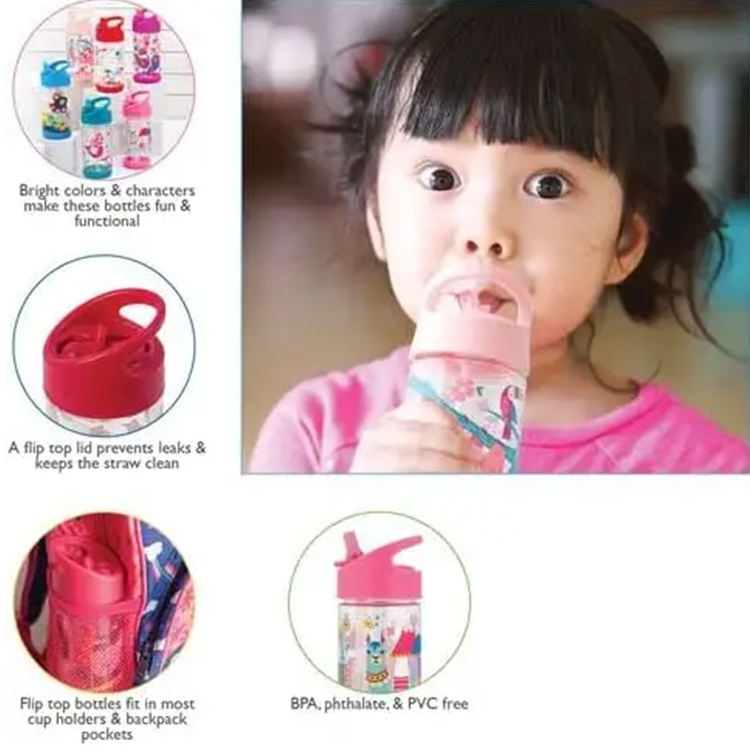 300ml 8 OZ BPA FREE Custom Pattern Water Bottle for Kids Reusable Plastic Children Water Bottle for School