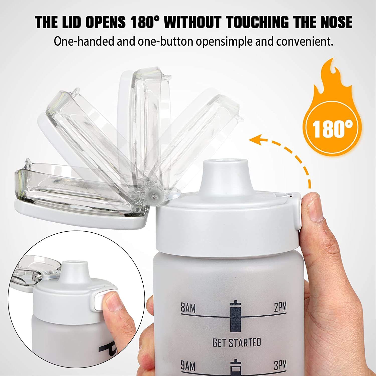 1L 32 oz Straw Strainer Filter Gym Fitness Sports BPA Free Tritan Motivational Water Bottle With Time Marker
