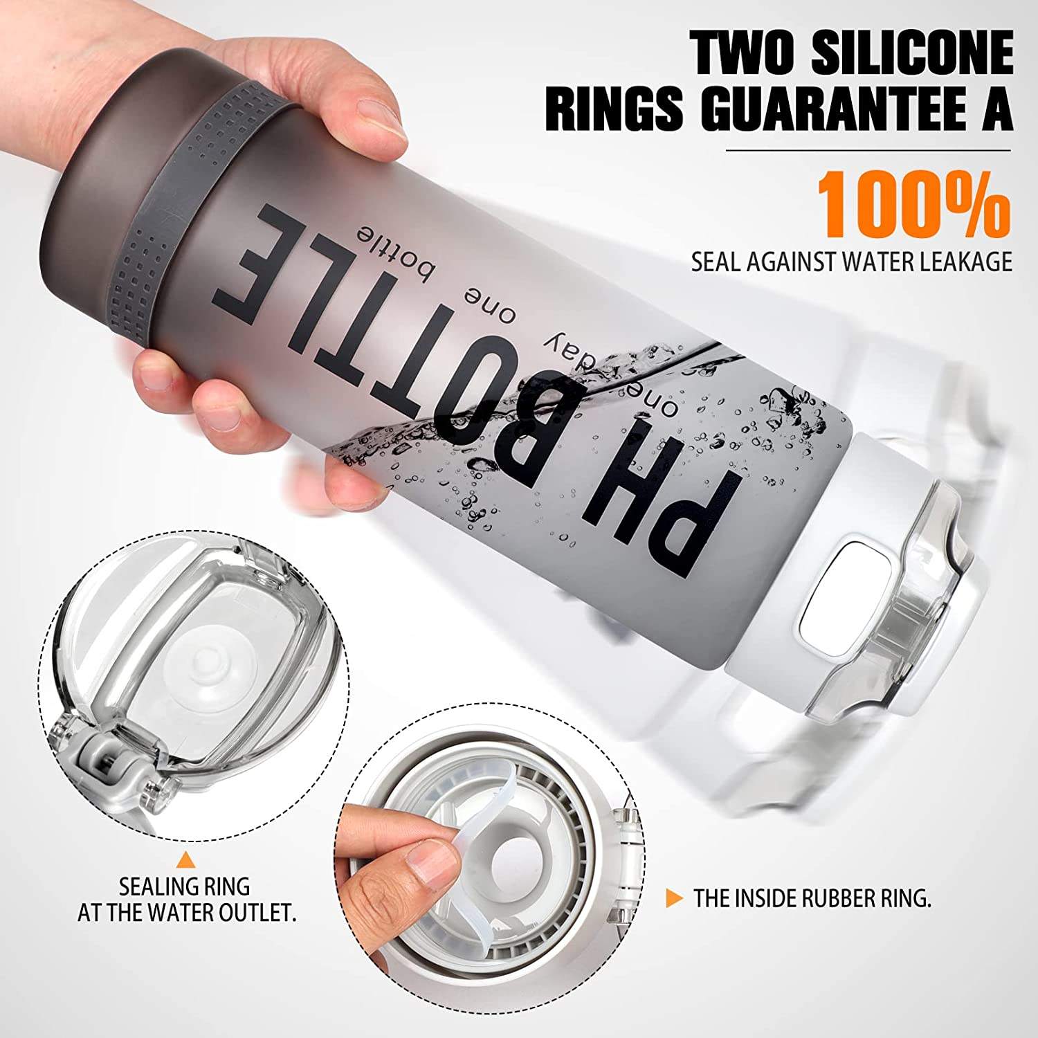 1L 32 oz Straw Strainer Filter Gym Fitness Sports BPA Free Tritan Motivational Water Bottle With Time Marker