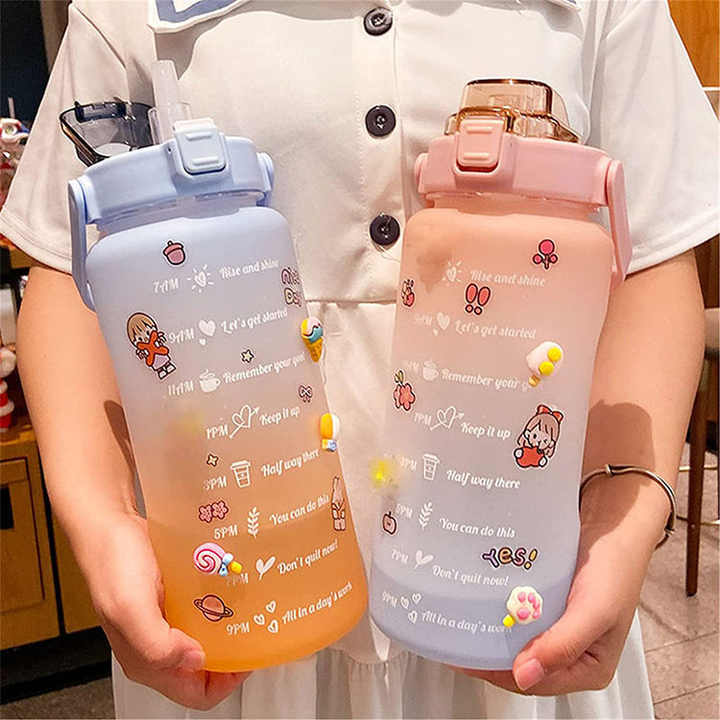 Bouteille Deau Motivante Trio Botella Motivacional De Agua Bottles 2000Ml 64Oz Motivational Tracker Water Bottle