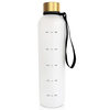 1L Plastic Bottle Tritan Time Marker Leakproof Large Big Sport Plastic Frosted White Motivational Water Bottle BPA Free