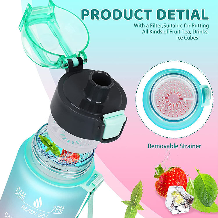 Wholesale Eco Friendly Plastic Water Bottle Custom Motivational Sublimation Bpa Free 32oz Reusable Gym Gallon Sport Water Bottle