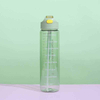 1L Large Capacity Transparent Colorful Motivational Water Bottle Plastic With Straw Time Marker