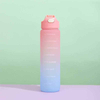 1L Large Capacity Transparent Colorful Motivational Water Bottle Plastic With Straw Time Marker
