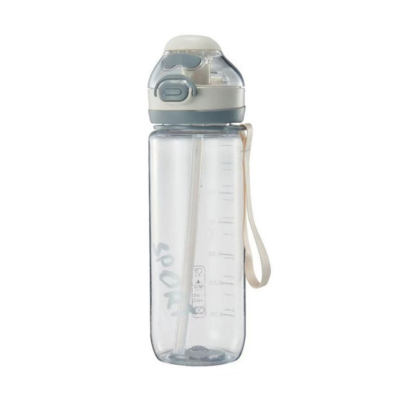 750Ml Graduated Leakproof School Clear Transparent Plastic Sports Water Bottles With Straw Rope