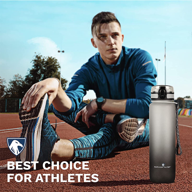 Custom Logo Straw Flip Top Filter Plastic Sport BPA Free 1l 32oz 32 oz Tritan Motivational Water Bottle With Time Marker