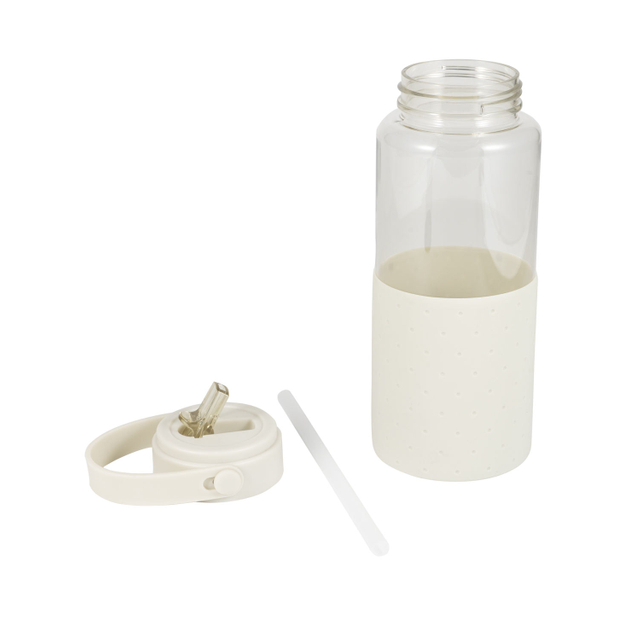 1 Liter Water Bottle 1000ml Transparent with Color Plastic Straw Water Bottle Non-slip With Silicone Handle and Sleeve