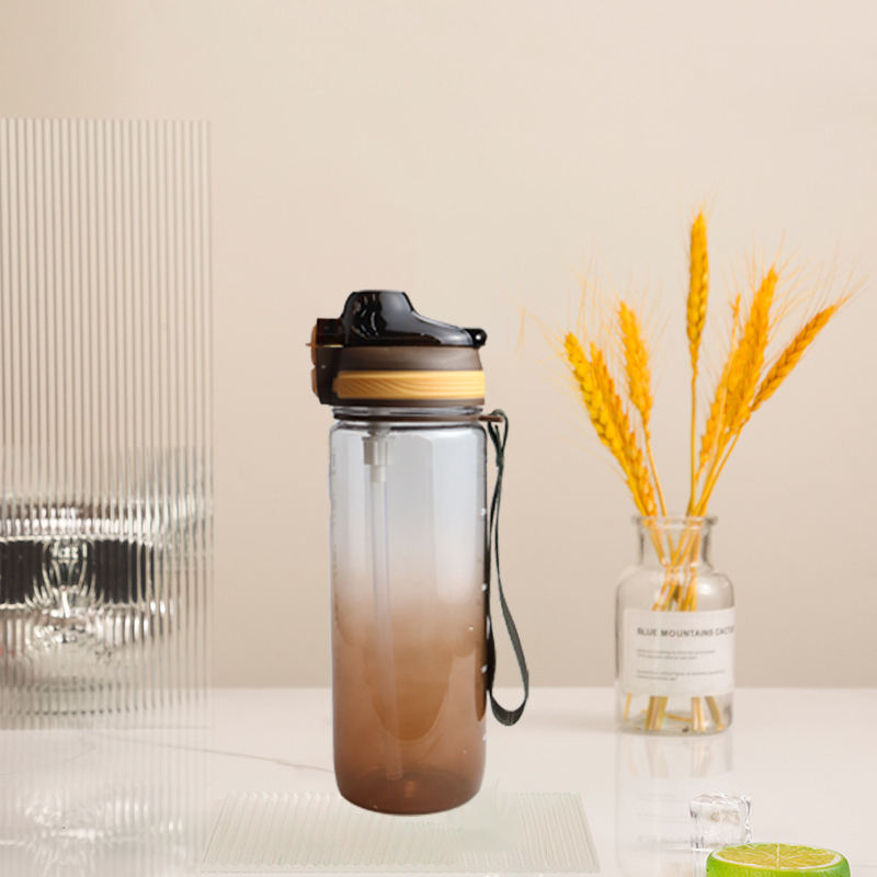 26oz Gradient Color Sports Water Bottle with Drinking Straw and Rope for Outdoor Fitness
