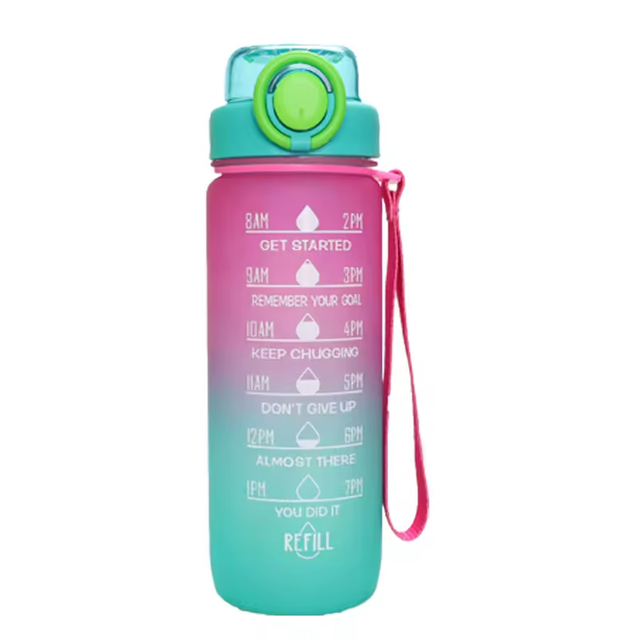 21oz Custom Colored Plastic Sports Bottle With Scale and Handle