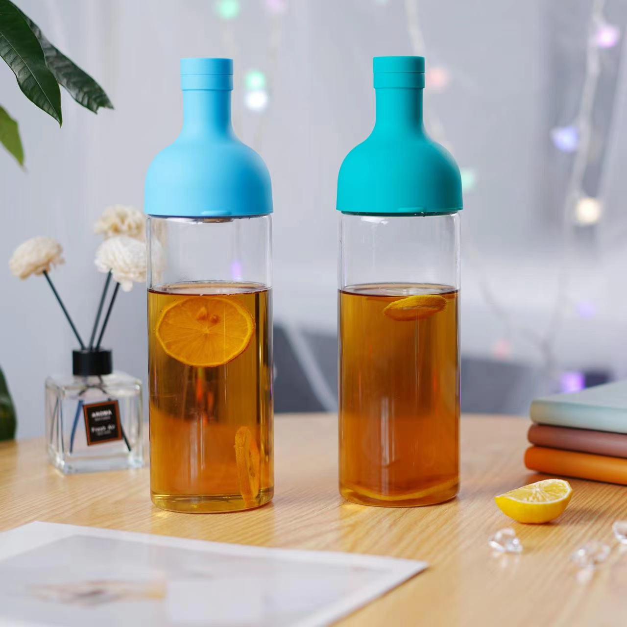Personalized 32oz Clear Cold Brew Coffee Tea Bottle Borosilicate Glass Drinking Water Bottle with Tea Infuser