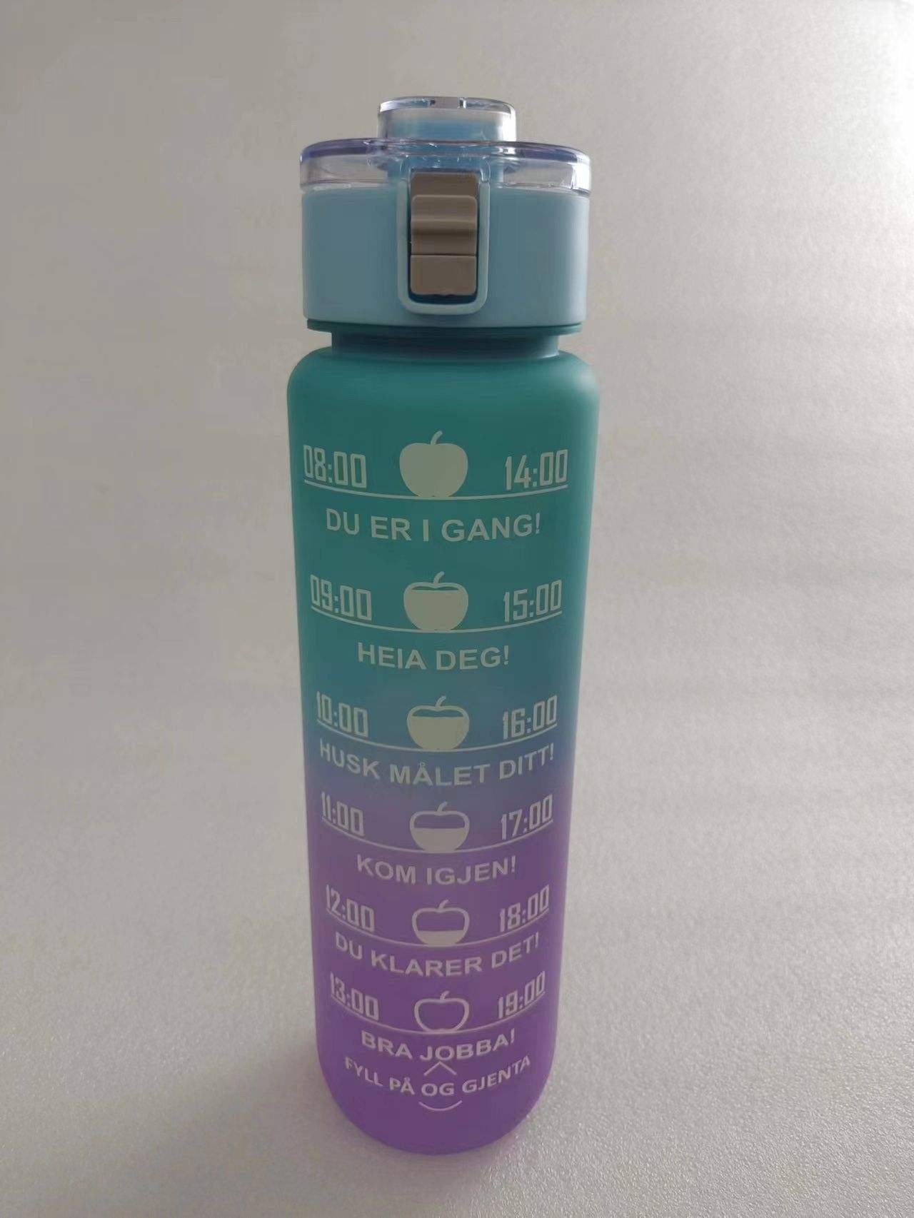 1L 34oz Gallon Colorful Frosted Plastic Sports Drink Water Bottle with Long Straw