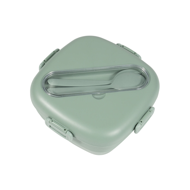 Large Capacity 650ml Square Bento Box RPET Material With Forked Spoon Lunch Box