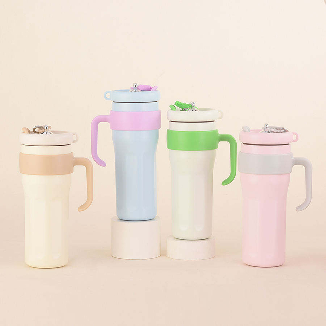 New Stylish 1200ml Keep Hot Cold Vacuum Cup with Handle Large Capacity Straw Stainless Steel Cup