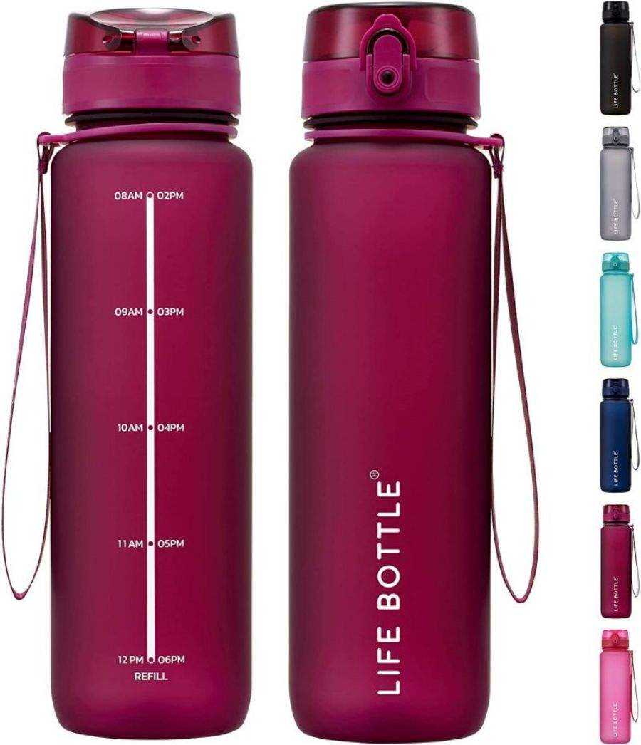 1000ml Tritan Direct Drinking Simple Plastic Water Bottle with Handle Rope and Pop up Lid