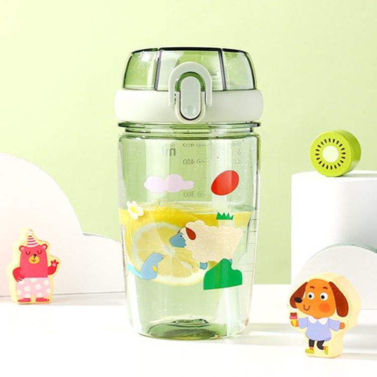 22oz Cute Plastic Water Cup Both Straw and Direct Drinking Spout BPA Free and Equipped with a Children's Carrying Strap