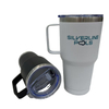 Custom Logo 16 oz Tumbler With Straw Handle Double Walled Stainless Steel Tumbler Insulated Vacuum Travel Mug