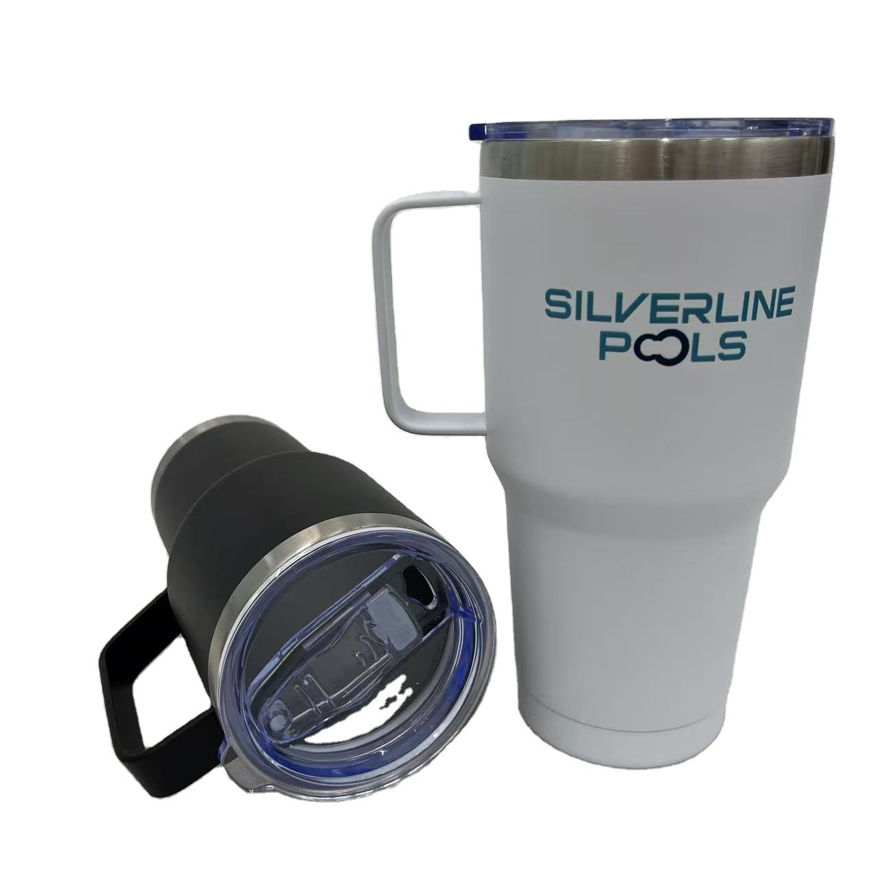 Custom Logo 16 oz Tumbler With Straw Handle Double Walled Stainless Steel Tumbler Insulated Vacuum Travel Mug