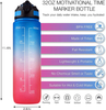 TRIATN BPA Free Large 32 oz Leak Proof Fitness Sports Water Bottle with Motivational Time Marker Straw and Handle