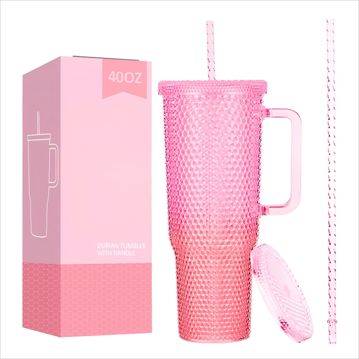 New Upgraded Water Cup BPA Free 40oz Double Wall Straw Plastic Cup Durian Cup for Gym