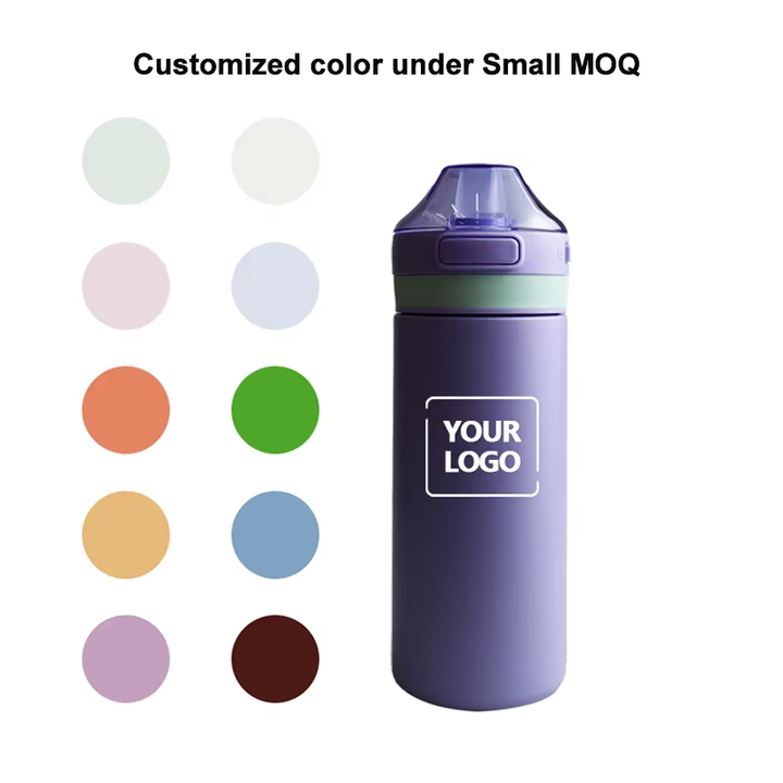 12oz 304 Stainless Steel Straw Lid Cup with Handle Leakproof Vacuum Flask Insulated Bottle