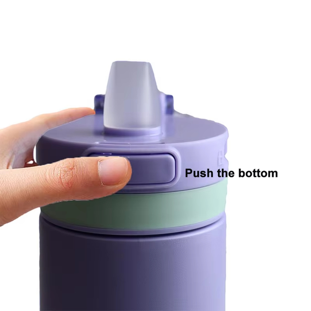 12oz 304 Stainless Steel Straw Lid Cup with Handle Leakproof Vacuum Flask Insulated Bottle