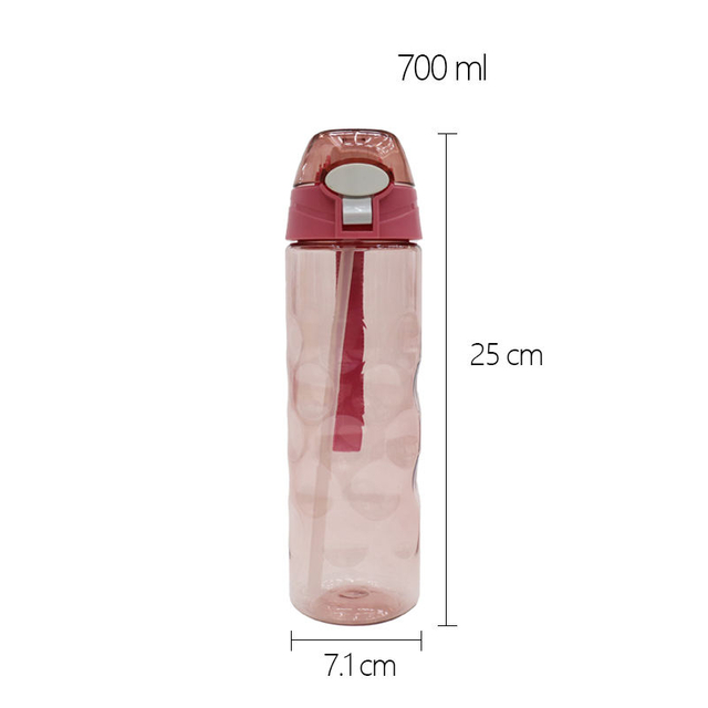 700ml Sport Plastic Water Bottle with Anti slip Corrugated Design Food Grade Silicone Suction Nozzle