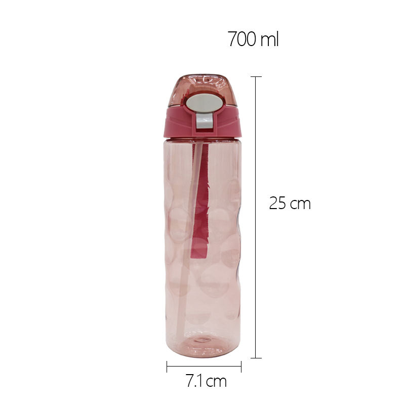 700ml Sport Plastic Water Bottle with Anti slip Corrugated Design Food Grade Silicone Suction Nozzle