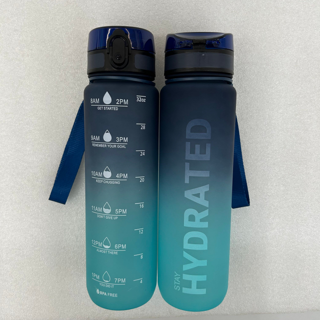 1L Reusable Plastic Gradient Water Cup Weight Loss Water Bottle With Measurement Bottles