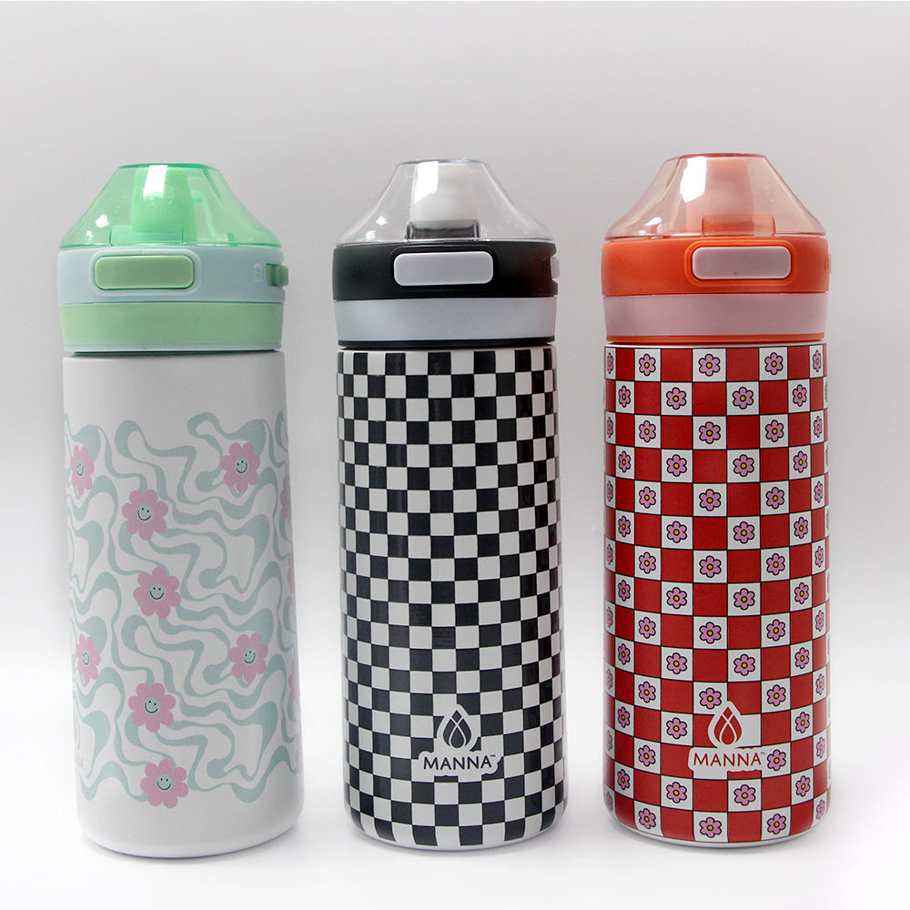 16oz 500ml Kids Keep Hot and Cold Stainless Steel Water Bottles Sports Drinking Bottle Double Wall Silicone Handle