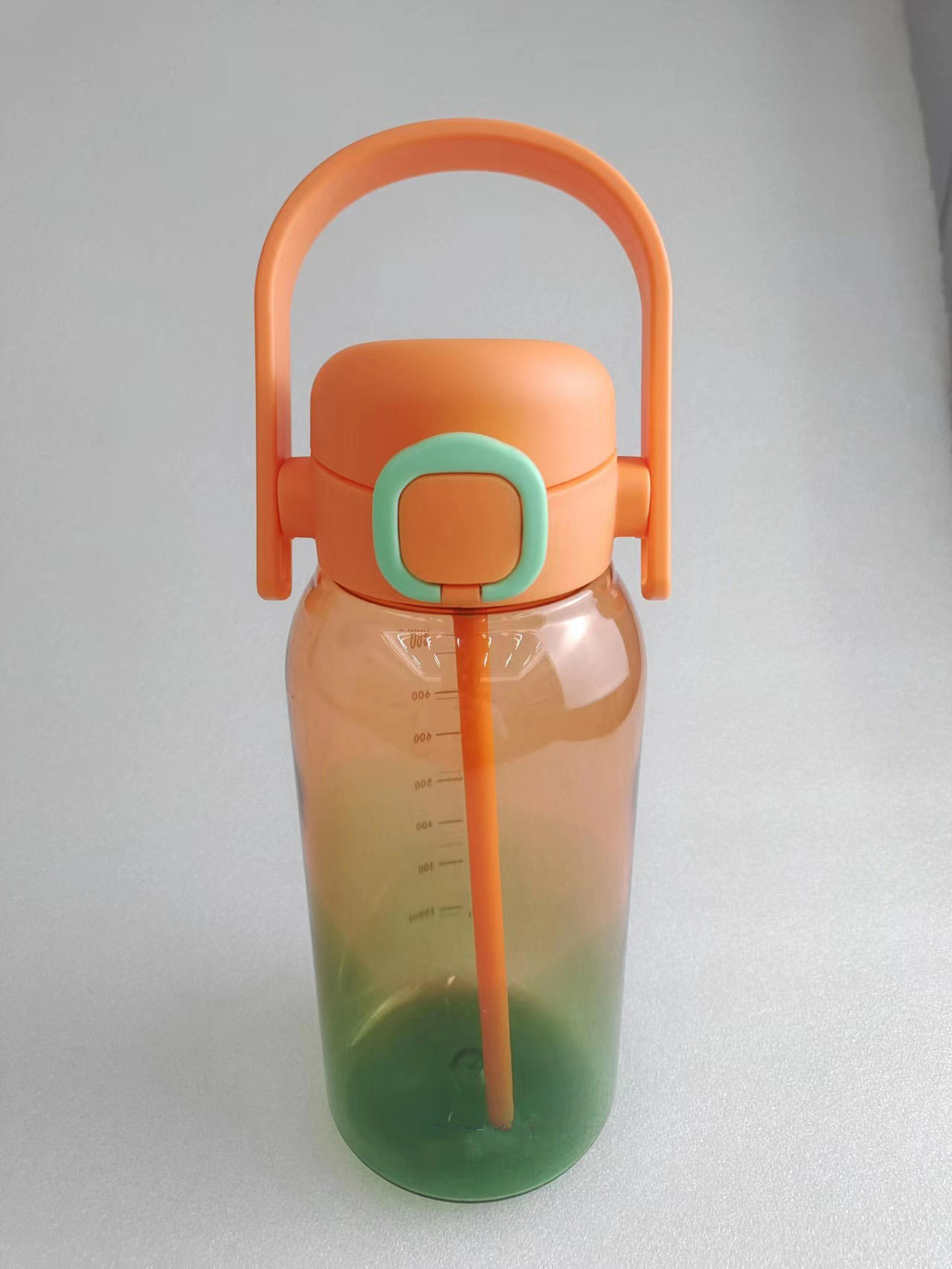 1L Plastic Water Cup with a Straw and Large Capacity Color Sport Motivational Outdoor Direct Drinking Water Bottle with Handle