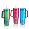 40oz Large Capacity Straw Beverage Cup Colorful Tumblers Car Cup With Handle