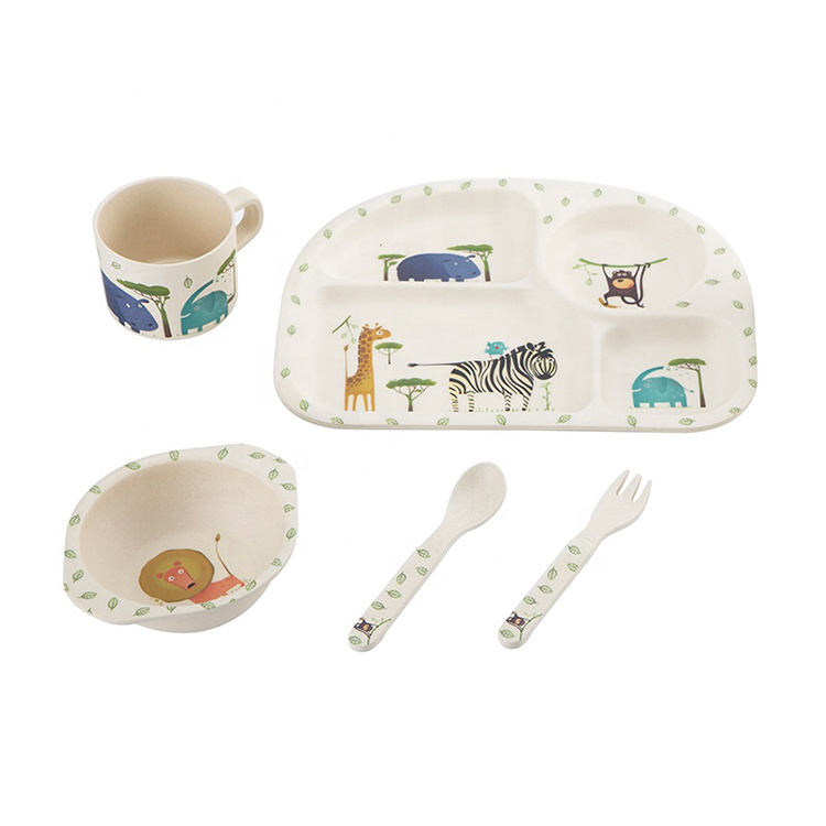 Customized Bamboo Fiber Kid Dinnerware Kids Eating Tableware Set