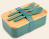 Eco- Friendly Lunch Box Made of RPET Material Suitable for Everyone Comes with Bamboo Lid As Well As a Knife a Fork and a Spoon