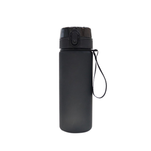 700ml Sport Matte Solid Black 24oz Fitness Plastic Water Cup with a Portable Lanyard