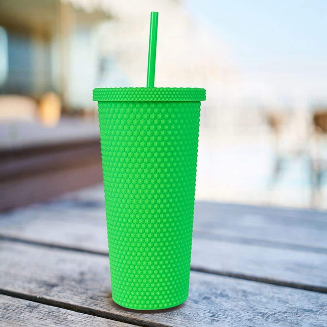 2024 Hot Sell 24oz Reusable Drinking Tumbler Double Wall Plastic Matte Tumbler With Straw
