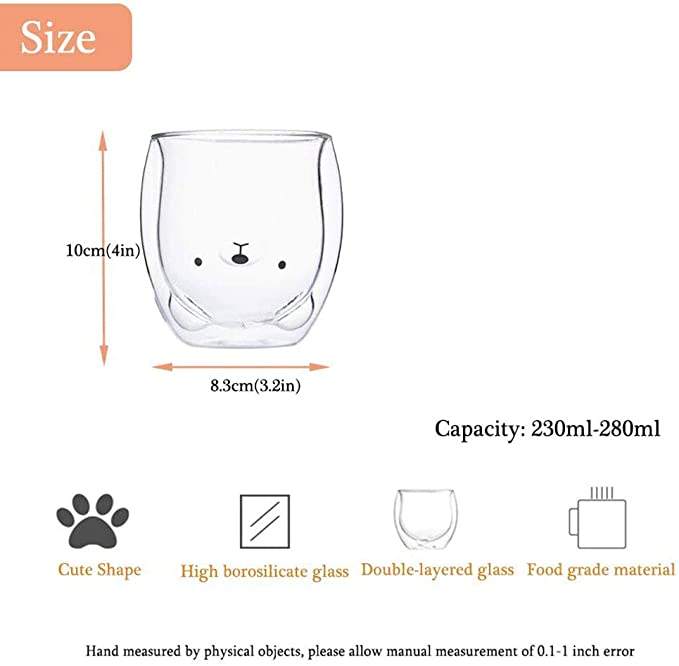 Cute Animal Shape Transparent Coffee Cup Gift Cup Double Wall High Borosicility Glass Water Bottle